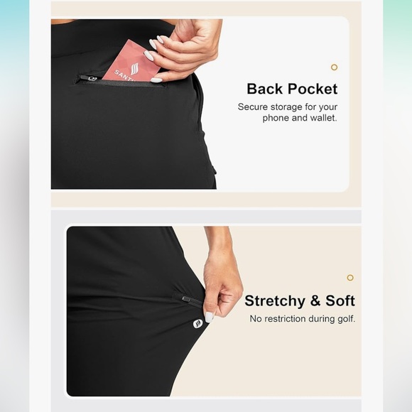 Santiny Women’s Black High Waist Stretch 7/8 Ankle Golf / Athletic Pants - Picture 6 of 13